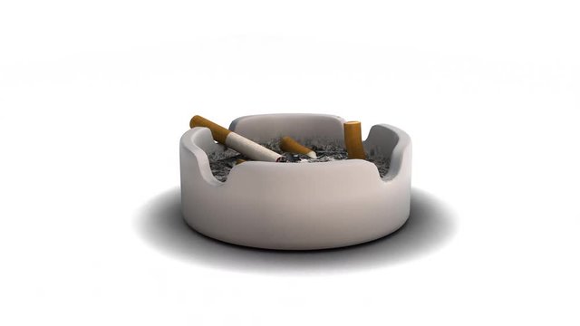 Metal ashtray rotation-3D ashtray in a white background