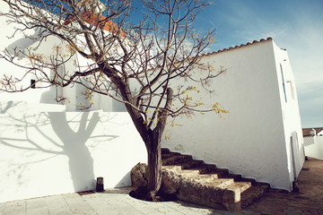 Mediterranean traditional architecture in Ibiza: beautiful Church of Santa Eularia des Riu in Ibiza Spain - Image