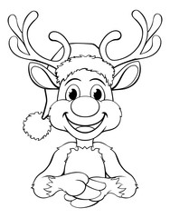 Christmas reindeer in a Santa hat cartoon character
