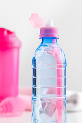 Water bottle and shaker bottle with protein. Sport drinks