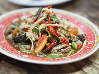 Papaya Salad with seafood pickled fish crab shellfish