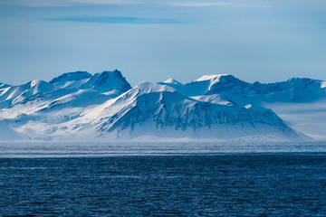 norway landscape ice nature of the glacier mountains of Spitsbergen Longyearbyen Svalbard arctic...