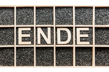 Wooden letters word ENDE