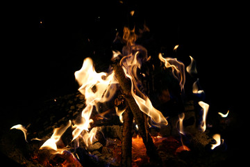 Brennendes Holz in einem Lagerfeuer