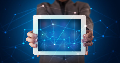 Formal hand in a dark space with virtual connection network concept
