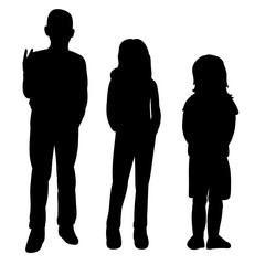 vector, isolated, black silhouette children