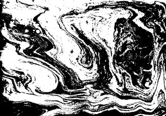 Black and white marbling pattern. Monochrome marble liquid vector texture.