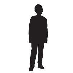 isolated, black silhouette boy standing guy