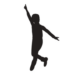 Fototapeta na wymiar vector, isolated, silhouette guy, boy jumping