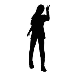  isolated, silhouette of a girl dancing dance, icon