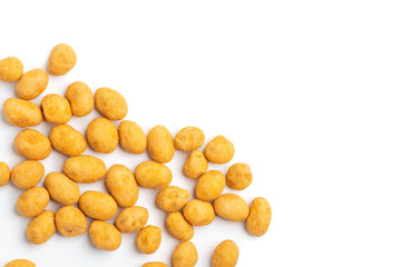 Crispy peanut isolated on white background.