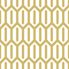 Geometric background with hexagons. Seamless vector pattern in gold color