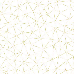 Dotted irregular triangles. Seamless vector pattern in gold color