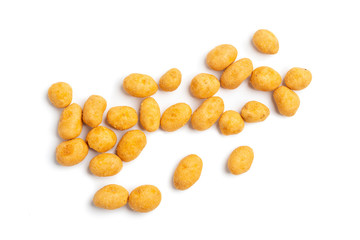 Crispy peanut isolated on white background.