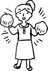 Monochrome Illustration of a woman face and pose 2