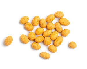 Crispy peanut isolated on white background.