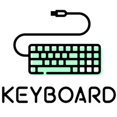 Wired keyboard pictogram with text label