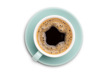 coffee cup top view  isolated on white background. with clipping path.