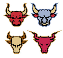 Head bull logo icon designs with chain on the neck vector.