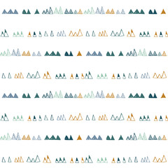 Fototapeta na wymiar Triangles or stylized mountains. Hand drawn vector geometric seamless pattern in pastel colors.