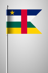 Flag of Central African Republic. National Flag on Flagpole. Isolated Illustration on Gray