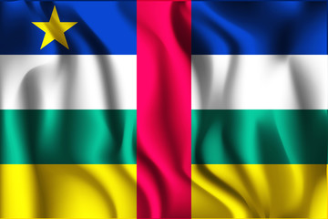 Flag of Central African Republic. Rectangular Icon. Waving Effect. Vector