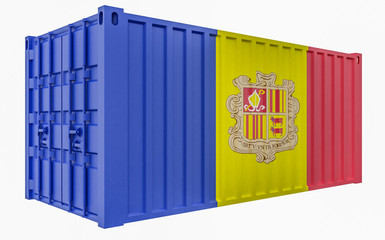 3D Illustration of Cargo Container with Andorra Flag