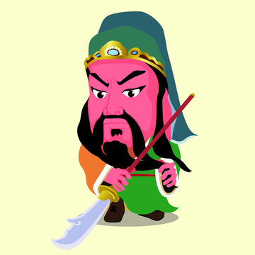 Cute cartoon character of Guan Yu