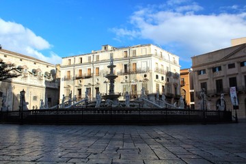 Fototapeta na wymiar Panoramic view of Piazza Pretoria or Piazza della Vergogna, Palermo, Sicily