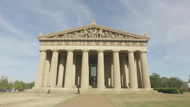 Wide shot of The Parthenon in Nashville, daytime, slow motion