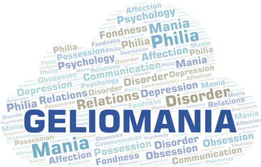 Obraz premium Geliomania word cloud. Type of mania, made with text only.