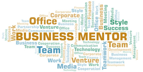 Fototapeta na wymiar Business Mentor word cloud. Collage made with text only.