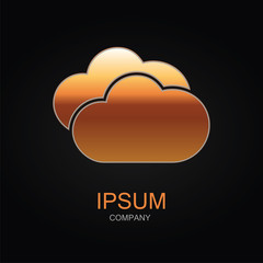 Clouds sky vector icon. Design logo element. Isolated on black background.