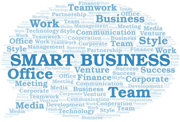 Smart Business word cloud. Collage made with text only.