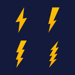 Set Lightning bolt. Thunderbolt, lightning strike. Modern flat style vector illustration