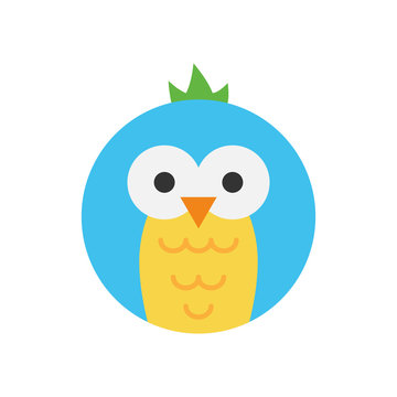 Cute parrot round graphic vector icon. Colorful ara parrot, macaw bird animal head, face illustration. Isolated.