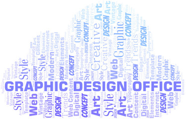 Obraz premium Graphic Design Office word cloud. Wordcloud made with text only.