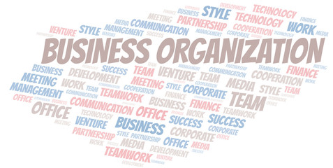 Business Organization word cloud. Collage made with text only.
