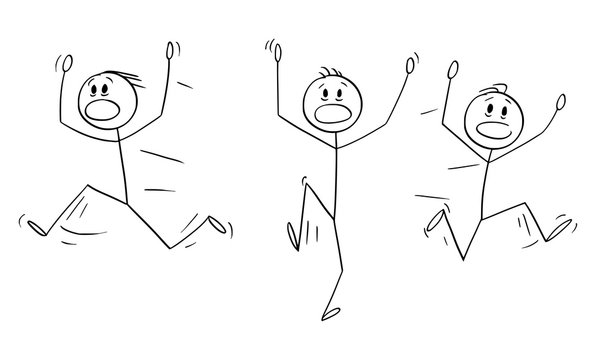 people running in fear clipart