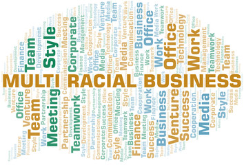 Multi Racial Business word cloud. Collage made with text only.