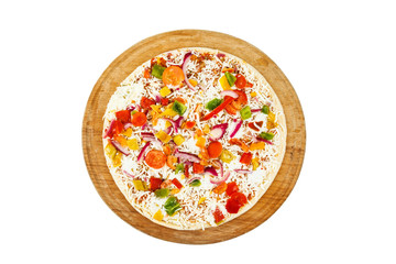 Fresh pizza with cheese isolated on white background