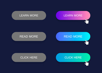 Set of modern material style buttons. Different gradient colors. Modern vector illustration flat style