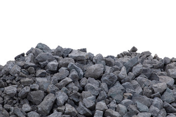 Piles of crushed stone isolate on white.