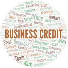 Obraz premium Business Credit word cloud. Collage made with text only.