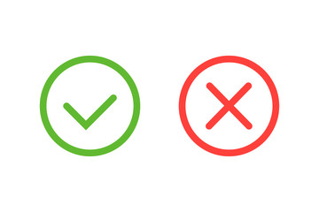 Check mark green and red icons. Modern vector illustration flat style