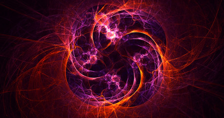 3D rendering abstract red fractal light background