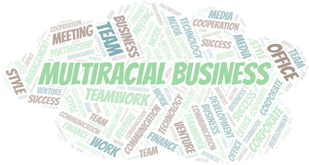 Multiracial Business word cloud. Collage made with text only.
