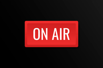 ON AIR studio light sign. Media broadcasting warning sign. Live board. Modern flat style vector illustration