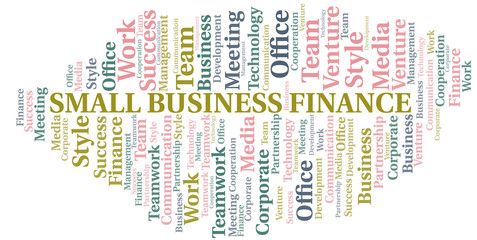 Fototapeta premium Small Business Finance word cloud. Collage made with text only.