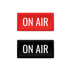 ON AIR studio light sign. Media broadcasting warning sign. Live board. Modern flat style vector illustration